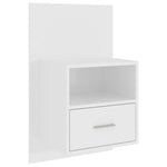 ZNTS Wall-mounted Bedside Cabinet High Gloss White 811019