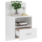 ZNTS Wall-mounted Bedside Cabinet High Gloss White 811019