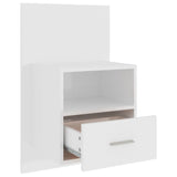 ZNTS Wall-mounted Bedside Cabinet High Gloss White 811019