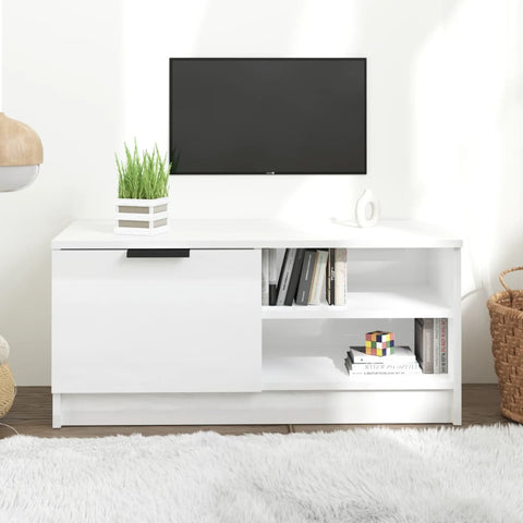 ZNTS TV Cabinet High Gloss White 80x35x36.5 cm Engineered Wood 811478