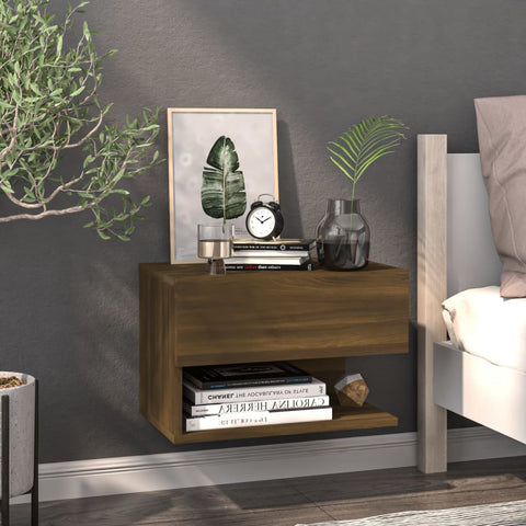 ZNTS Wall-mounted Bedside Cabinet Brown Oak 816950