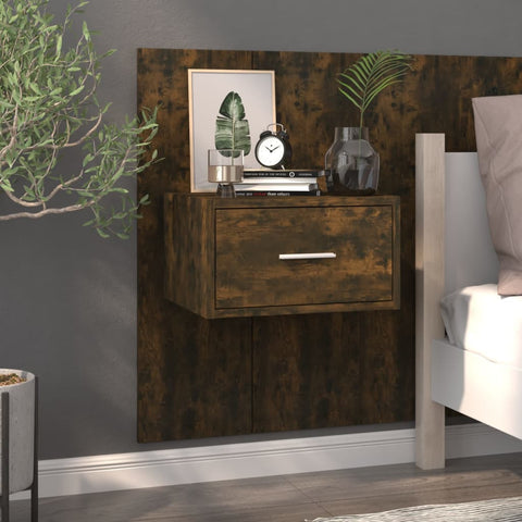 ZNTS Wall-mounted Bedside Cabinet Smoked Oak 816952