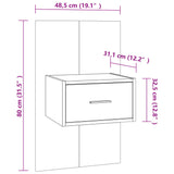 ZNTS Wall-mounted Bedside Cabinets 2 pcs Smoked Oak 816953