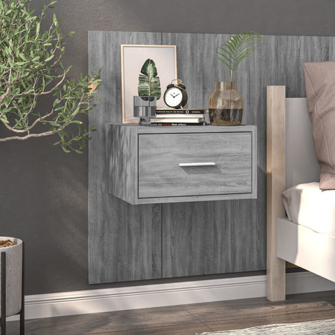 ZNTS Wall-mounted Bedside Cabinet Grey Sonoma 816954