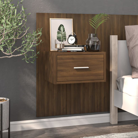 ZNTS Wall-mounted Bedside Cabinet Brown Oak 816956