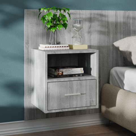 ZNTS Wall-mounted Bedside Cabinet Grey Sonoma 816966