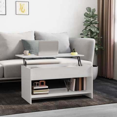 ZNTS 809653 Coffee Table High Gloss White 102x50x52,5 cm Engineered Wood
