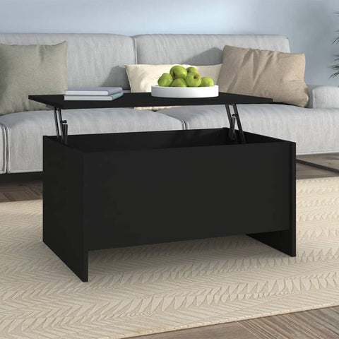 ZNTS Coffee Table Black 80x55.5x41.5 cm Engineered Wood 809675
