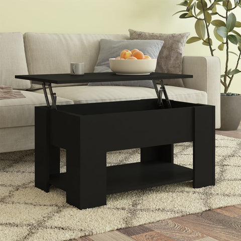 ZNTS Coffee Table Black 79x49x41 cm Engineered Wood 809711