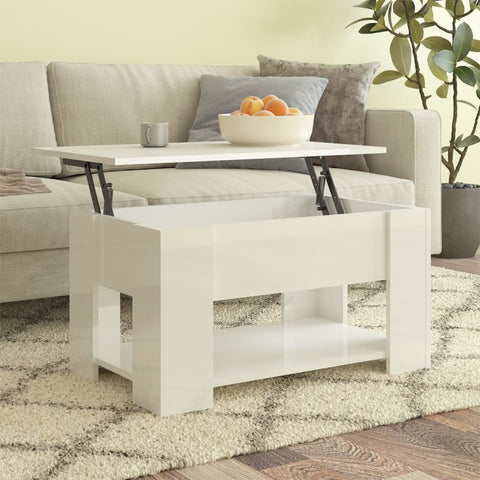 ZNTS Coffee Table High Gloss White 79x49x41 cm Engineered Wood 809716