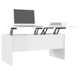 ZNTS Coffee Table High Gloss White 102x50.5x46.5 cm Engineered Wood 809725