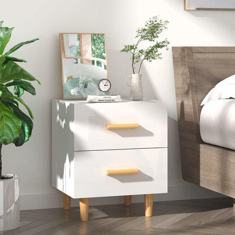 ZNTS Bed Cabinet High Gloss White 40x35x47.5 cm 811982