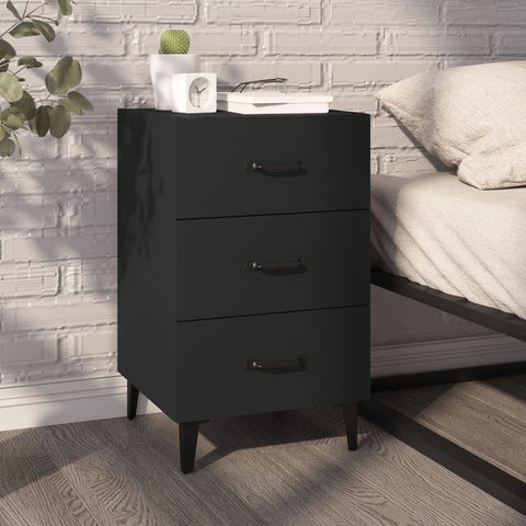 ZNTS Bedside Cabinet Black 40x40x66 cm Engineered Wood 812088