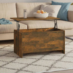 ZNTS Coffee Table Smoked Oak 102x55.5x52.5 cm Engineered Wood 819266