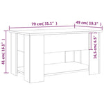 ZNTS Coffee Table Smoked Oak 79x49x41 cm Engineered Wood 819275