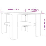 ZNTS Coffee Table Smoked Oak 60x60x42 cm Engineered Wood 815264