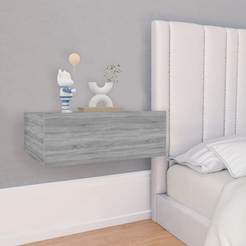 ZNTS Floating Nightstands 2pcs Grey Sonoma 40x30x15cm Engineered Wood 815285