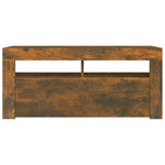 ZNTS TV Cabinet with LED Lights Smoked Oak 90x35x40 cm 815690