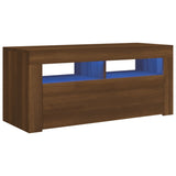 ZNTS TV Cabinet with LED Lights Brown Oak 90x35x40 cm 815692