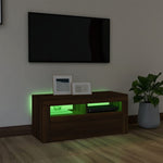 ZNTS TV Cabinet with LED Lights Brown Oak 90x35x40 cm 815692