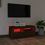 ZNTS TV Cabinet with LED Lights Brown Oak 90x35x40 cm 815692