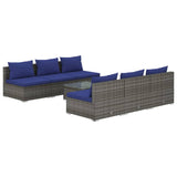 ZNTS 7 Piece Garden Lounge Set with Cushions Poly Rattan Grey 3101462