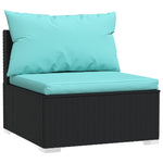 ZNTS 8 Piece Garden Lounge Set with Cushions Poly Rattan Black 3101465