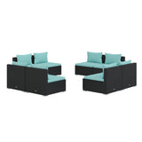 ZNTS 8 Piece Garden Lounge Set with Cushions Poly Rattan Black 3101537