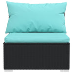 ZNTS 8 Piece Garden Lounge Set with Cushions Poly Rattan Black 3101537