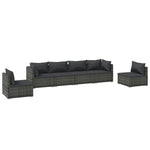 ZNTS 6 Piece Garden Lounge Set with Cushions Poly Rattan Grey 3102205