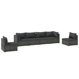 ZNTS 6 Piece Garden Lounge Set with Cushions Poly Rattan Grey 3102205