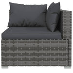 ZNTS 6 Piece Garden Lounge Set with Cushions Poly Rattan Grey 3102205