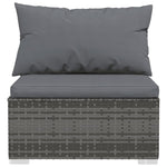 ZNTS 6 Piece Garden Lounge Set with Cushions Poly Rattan Grey 3102205