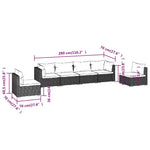 ZNTS 6 Piece Garden Lounge Set with Cushions Poly Rattan Grey 3102205