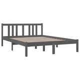 ZNTS Bed Frame Grey Solid Wood 135x190 cm Double 814861