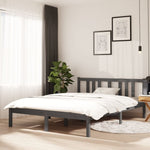 ZNTS Bed Frame Grey Solid Wood 135x190 cm Double 814861
