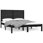 ZNTS Bed Frame without Mattress Black 120x200 cm Solid Wood 3104607