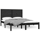 ZNTS Bed Frame without Mattress Black 120x200 cm Solid Wood 3104607