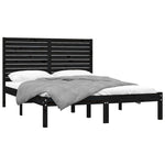 ZNTS Bed Frame without Mattress Black 120x200 cm Solid Wood 3104607