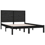 ZNTS Bed Frame without Mattress Black 120x200 cm Solid Wood 3104607