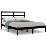 ZNTS Bed Frame without Mattress Black 120x200 cm Solid Wood Pine 3104932