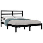 ZNTS Bed Frame without Mattress Black 120x200 cm Solid Wood Pine 3104932