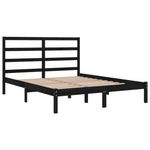 ZNTS Bed Frame without Mattress Black 120x200 cm Solid Wood Pine 3104932