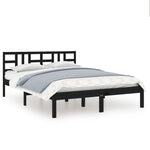 ZNTS Bed Frame without Mattress Black 120x200 cm Solid Wood 3105404
