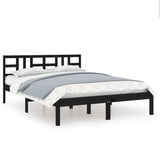 ZNTS Bed Frame without Mattress Black 120x200 cm Solid Wood 3105404