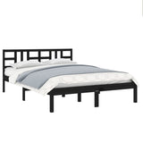 ZNTS Bed Frame without Mattress Black 120x200 cm Solid Wood 3105404