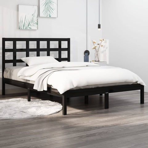 ZNTS Bed Frame without Mattress Black 120x200 cm Solid Wood 3105469