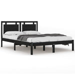 ZNTS Bed Frame without Mattress Black 120x200 cm Solid Wood 3105534