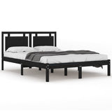 ZNTS Bed Frame without Mattress Black 120x200 cm Solid Wood 3105534
