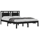 ZNTS Bed Frame without Mattress Black 120x200 cm Solid Wood 3105534